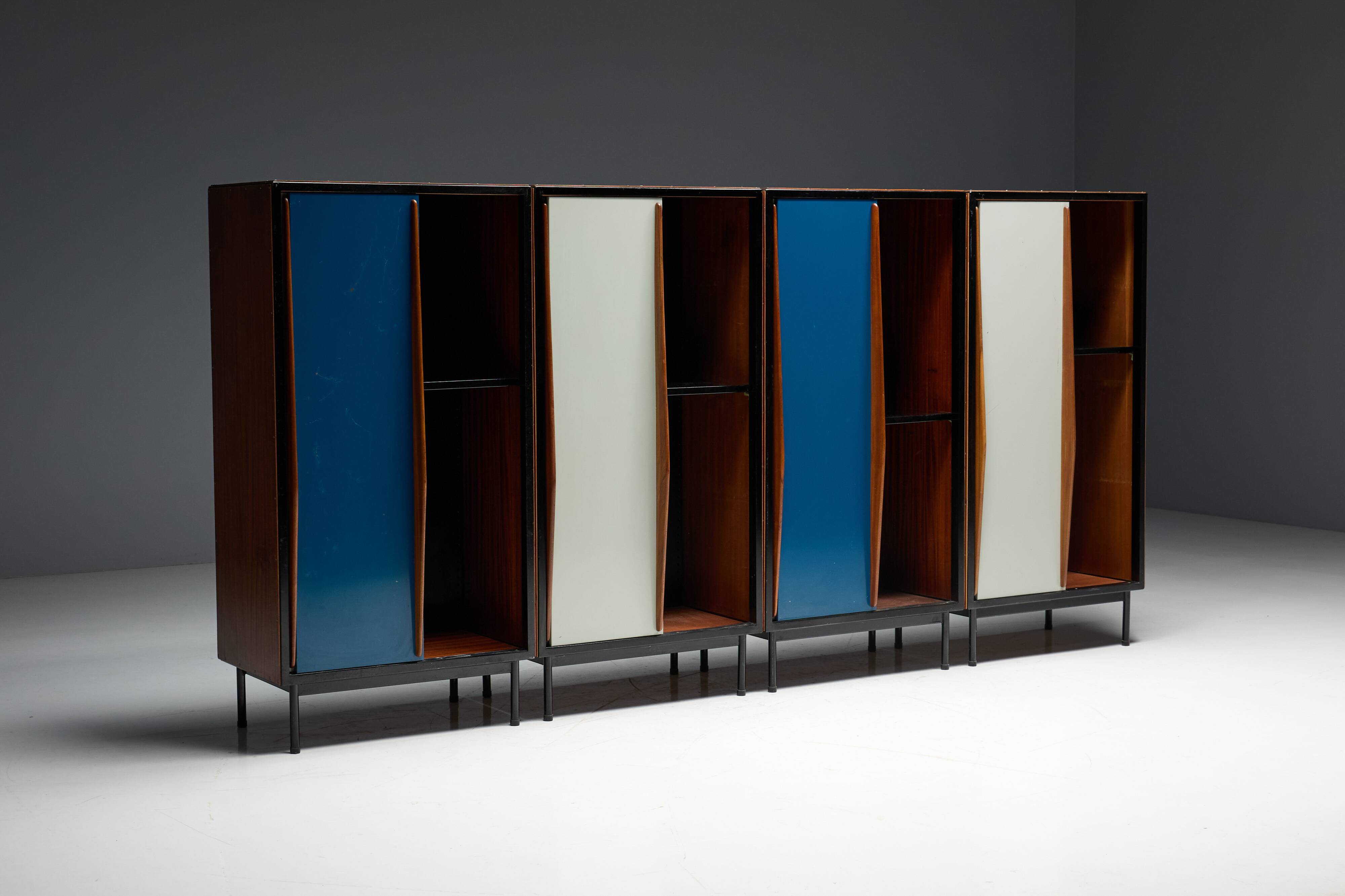 Modernist wardrobes by Willy Van Der Meeren for Tubax, Belgium, 1950s