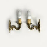 Paire d'appliques murales en bronze chandelier, style classique, Louis XV