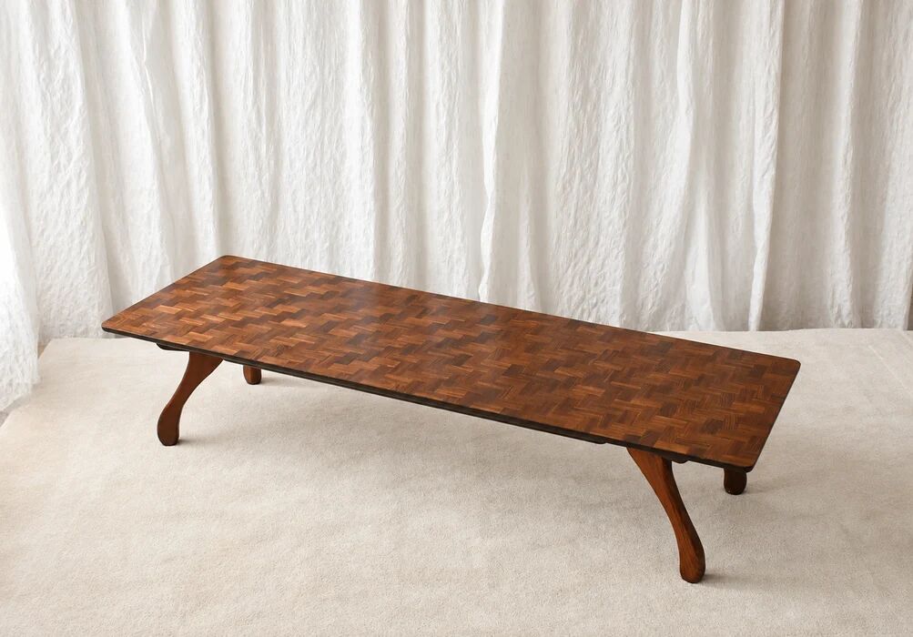 Don S. Shoemaker cocobolo parquet coffee table for Señal S.A., Mexico 1960s