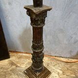 Grand bougeoir ancien  bois sculpté polychrome - XVIIIe