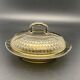 Butter dish or "little casserole" in black colored glass honeycomb pattern