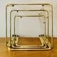 Vintage nesting tables in gold metal and smoked glass