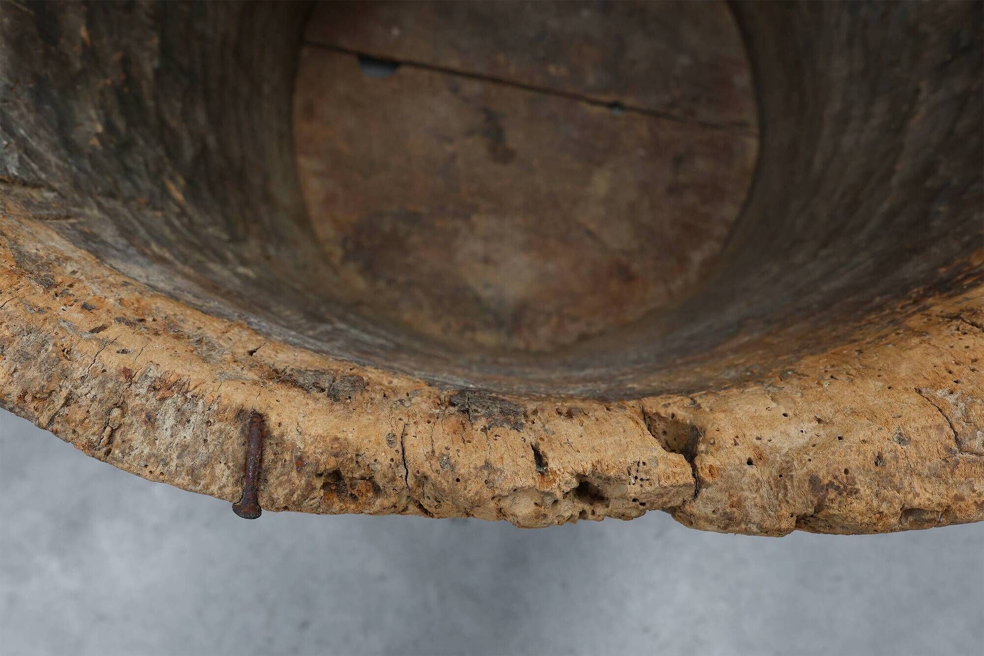 19th Century French Primitive Hollowed Oak Tree Trunk Planter