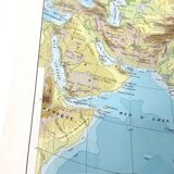 Vintage map Asia China Japan USSR India 43x43cm from 1950