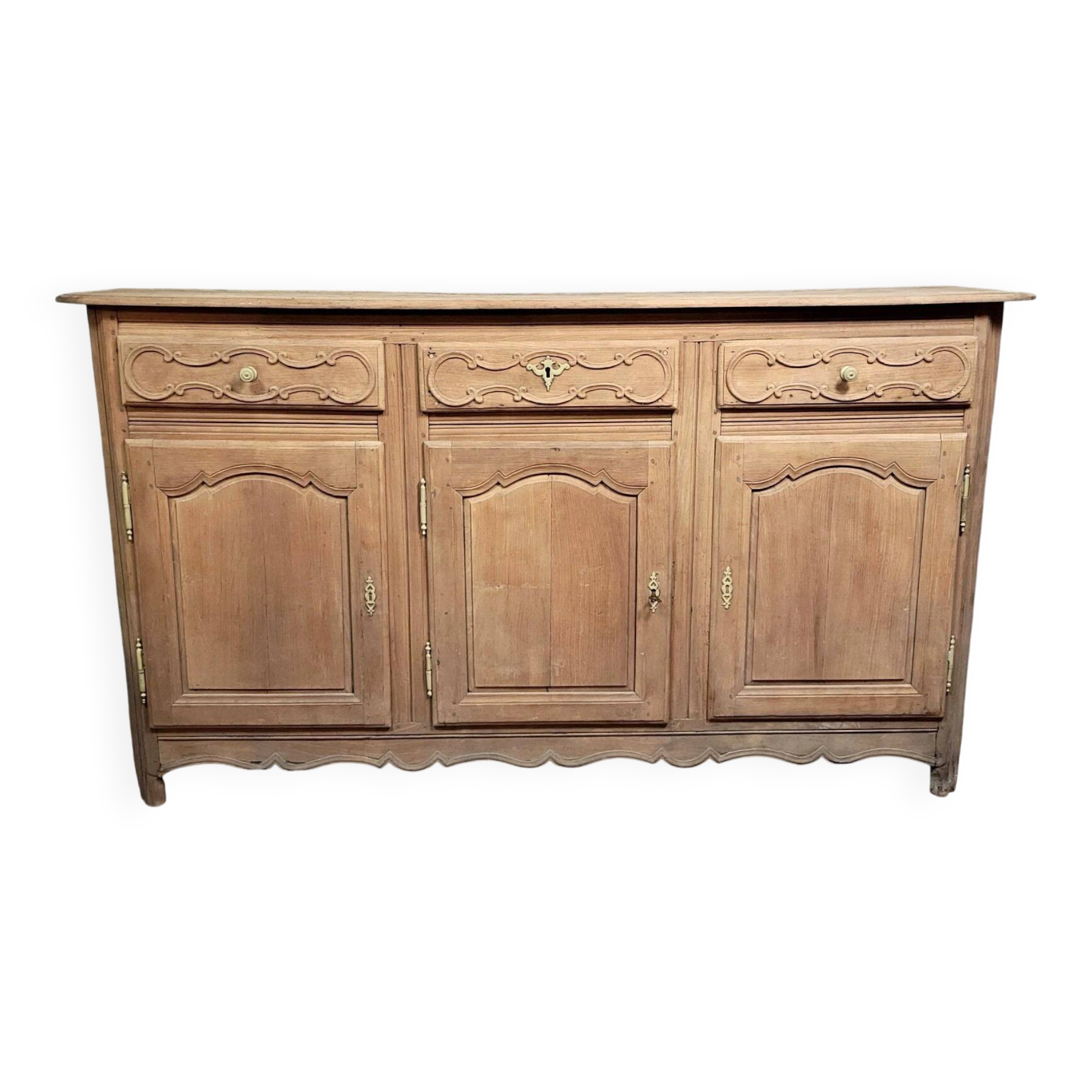 Louis XV period sideboard in solid wood with an air-abrasive finish