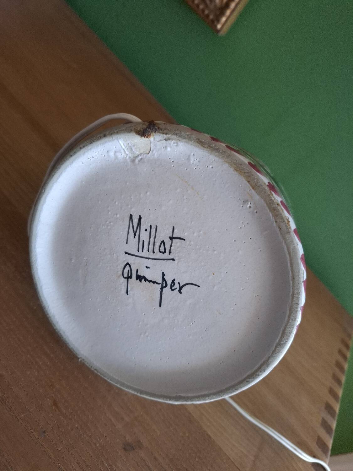 Quimper ceramic lamp base, Millot