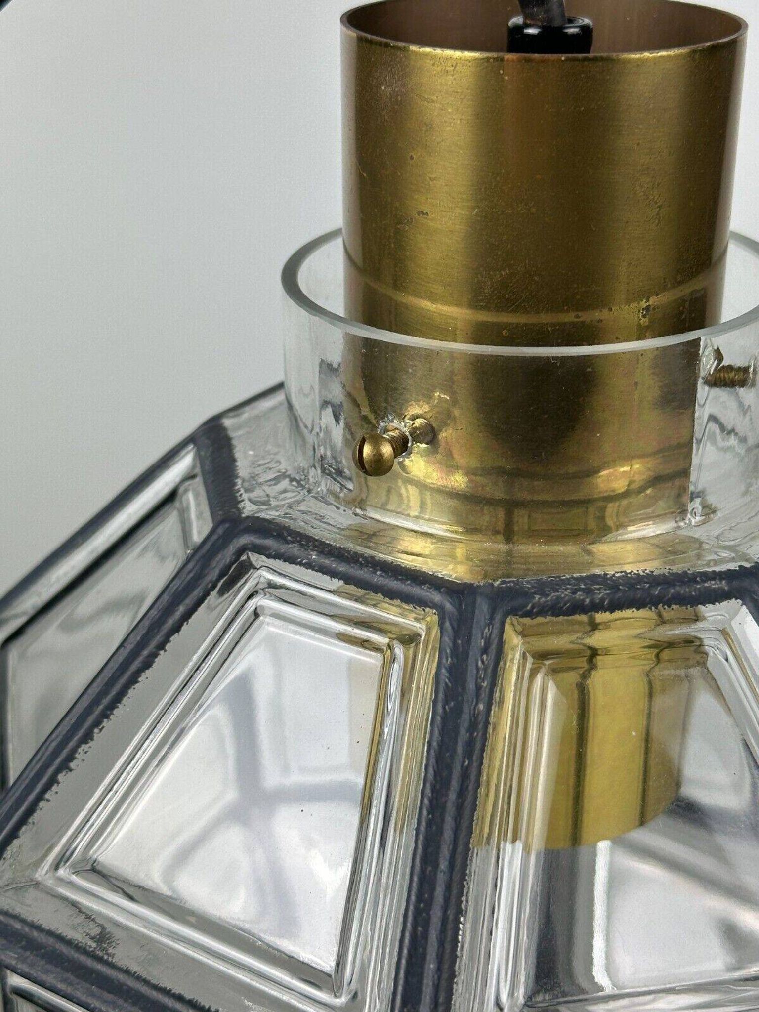 60s 70s hanging lamp by Limburg Leuchten Germany glass brass Space Age