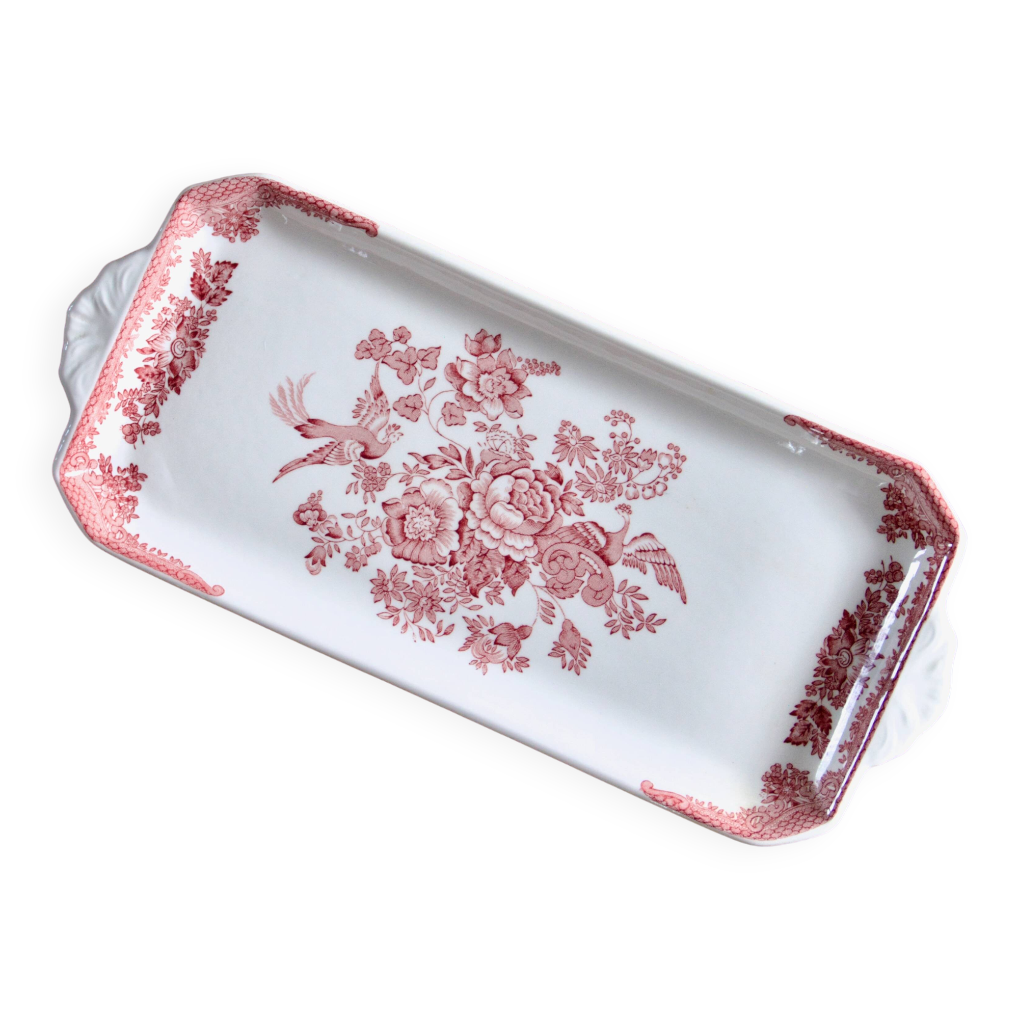 English Earthenware Staffordshire "Asiatic Pheasants" Cake Dish