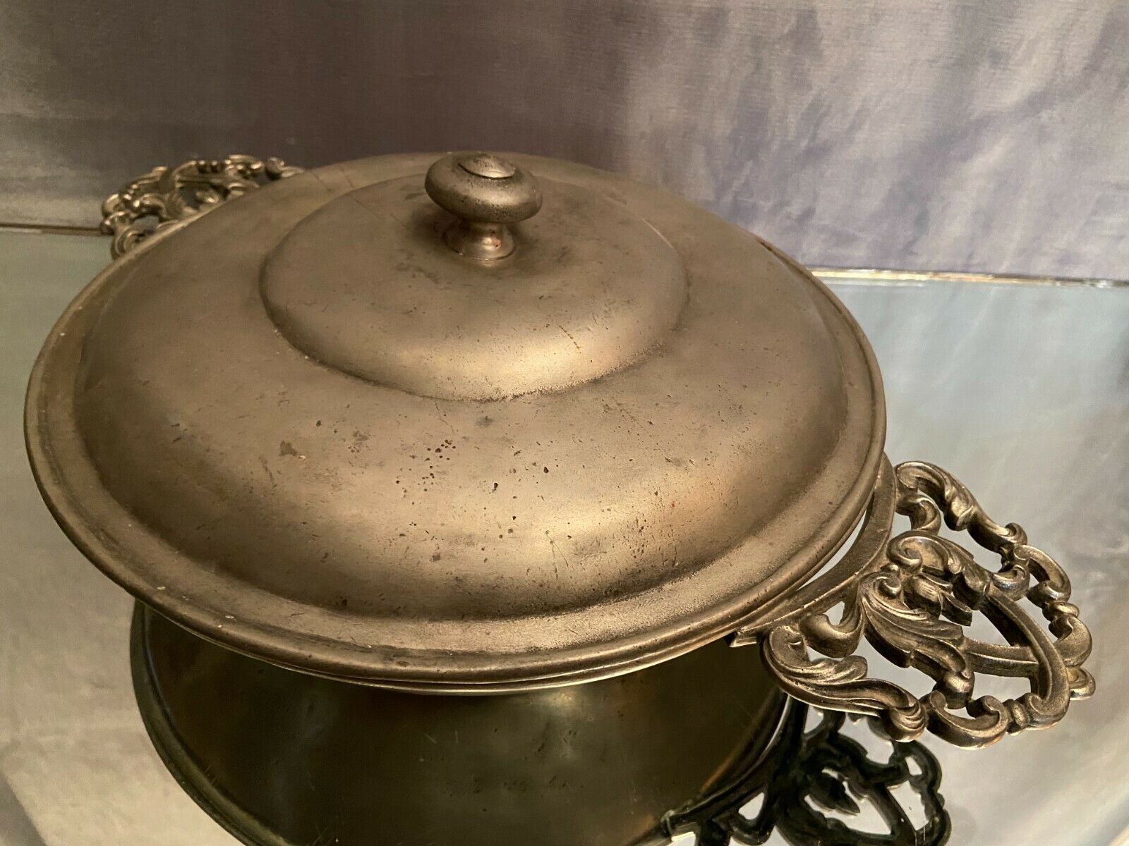 Renaissance style pewter eared vegetable