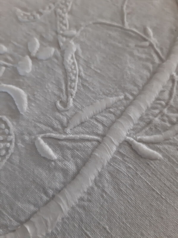 Old linen yarn embroidered and monogrammed