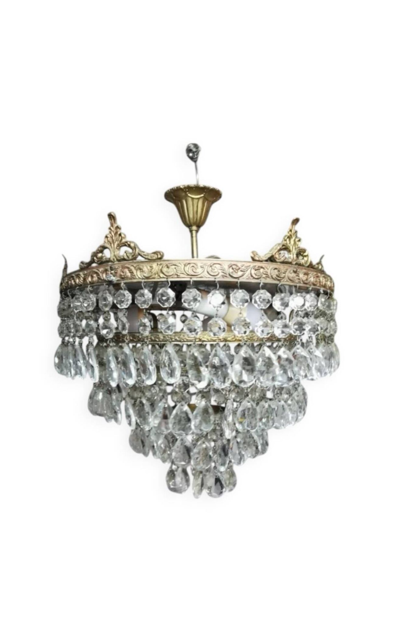 Bronze and Crystal Ceiling Light