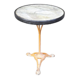 Parisian bistro pedestal table in cast iron and marble