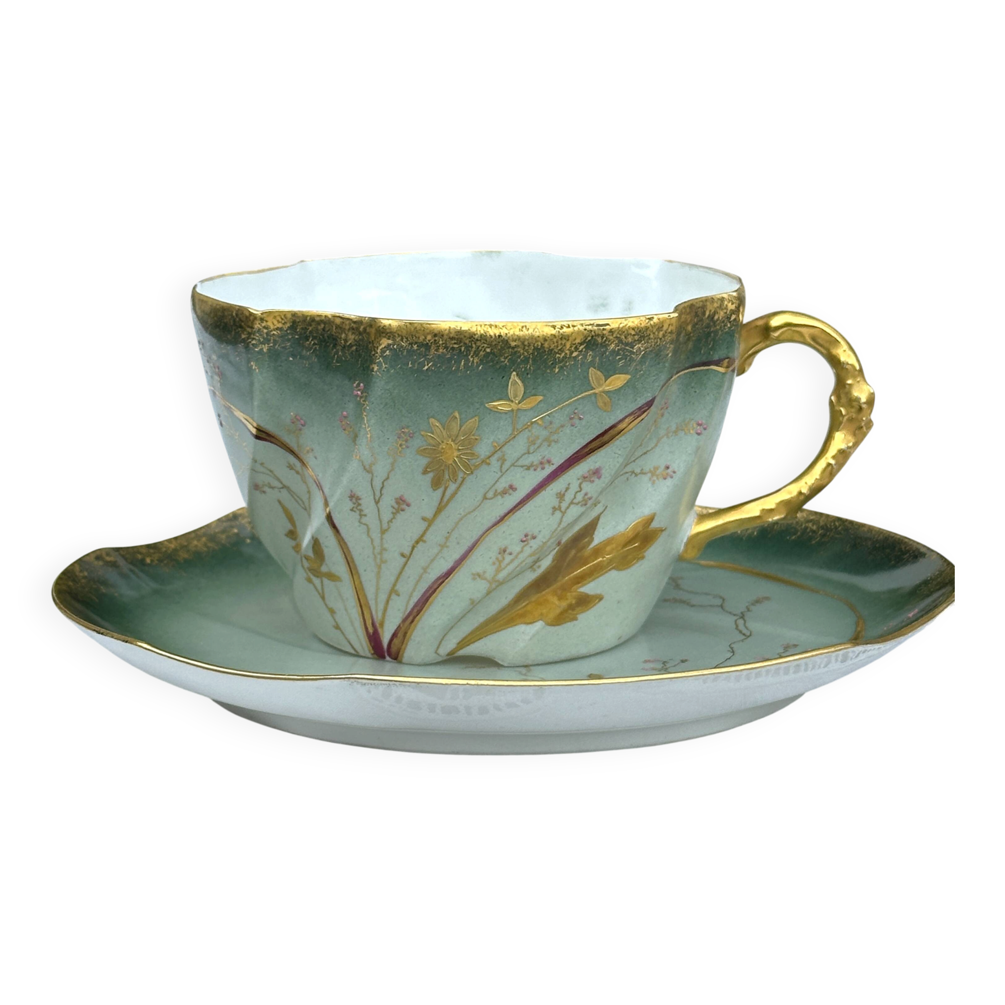 Collectible cup / saucer in egg shell porcelain - Art Nouveau