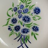 6 assiettes creuses anciennes Badonviller francine fleurs bleues et vertes au pochoir