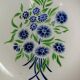 6 old Badonviller organic plates francine blue and green flowers in the stencil