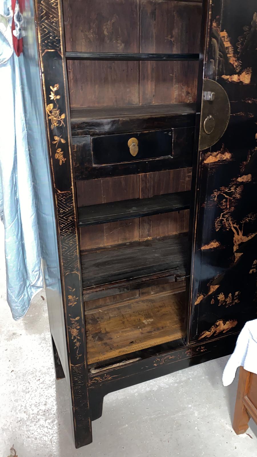Black laqué Chinese wardrobe