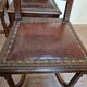 Series of 4 renaissance style chairs in natural wood and leather circa 1850