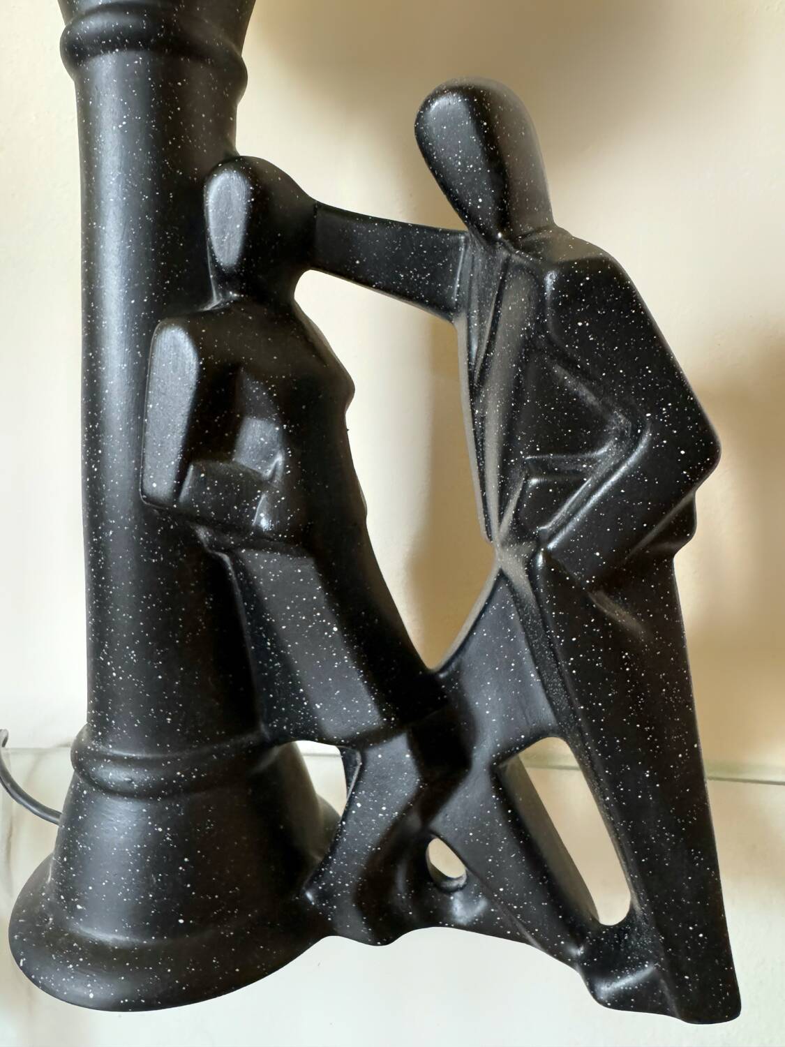 Figurative ceramic and opaline lamp from the 70s