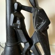Lampe figurative céramique et opaline années 70