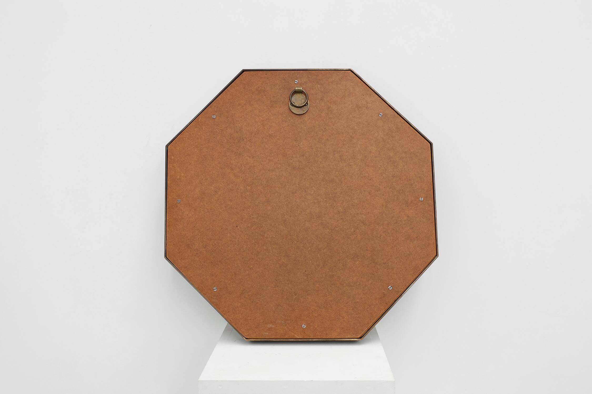 Brass and horn octagonal mirror with horn by Anthony Redmile, UK ca. 1980