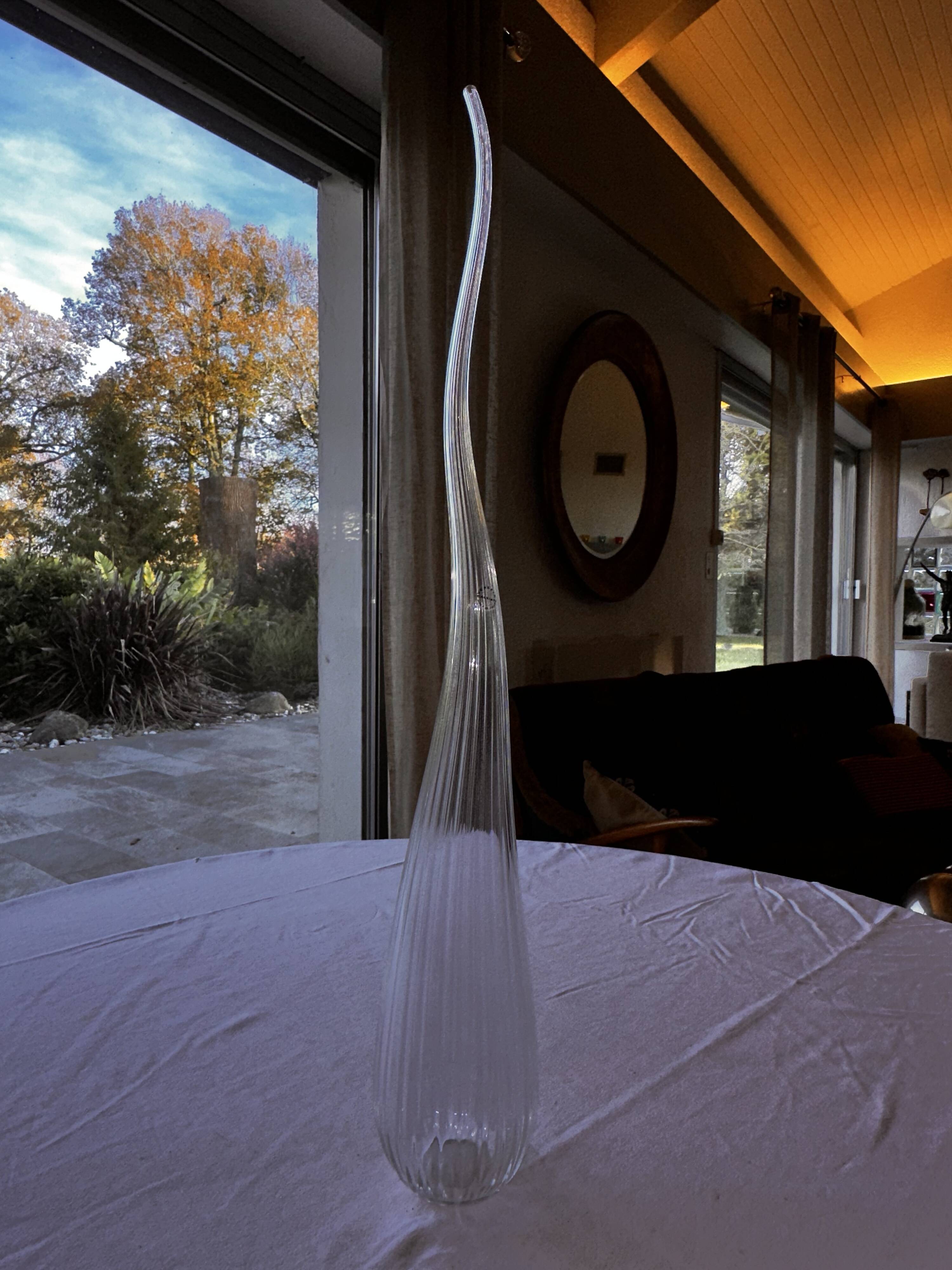 Salviati soliflore vase Aria Piccolo model in transparent ribbed glass