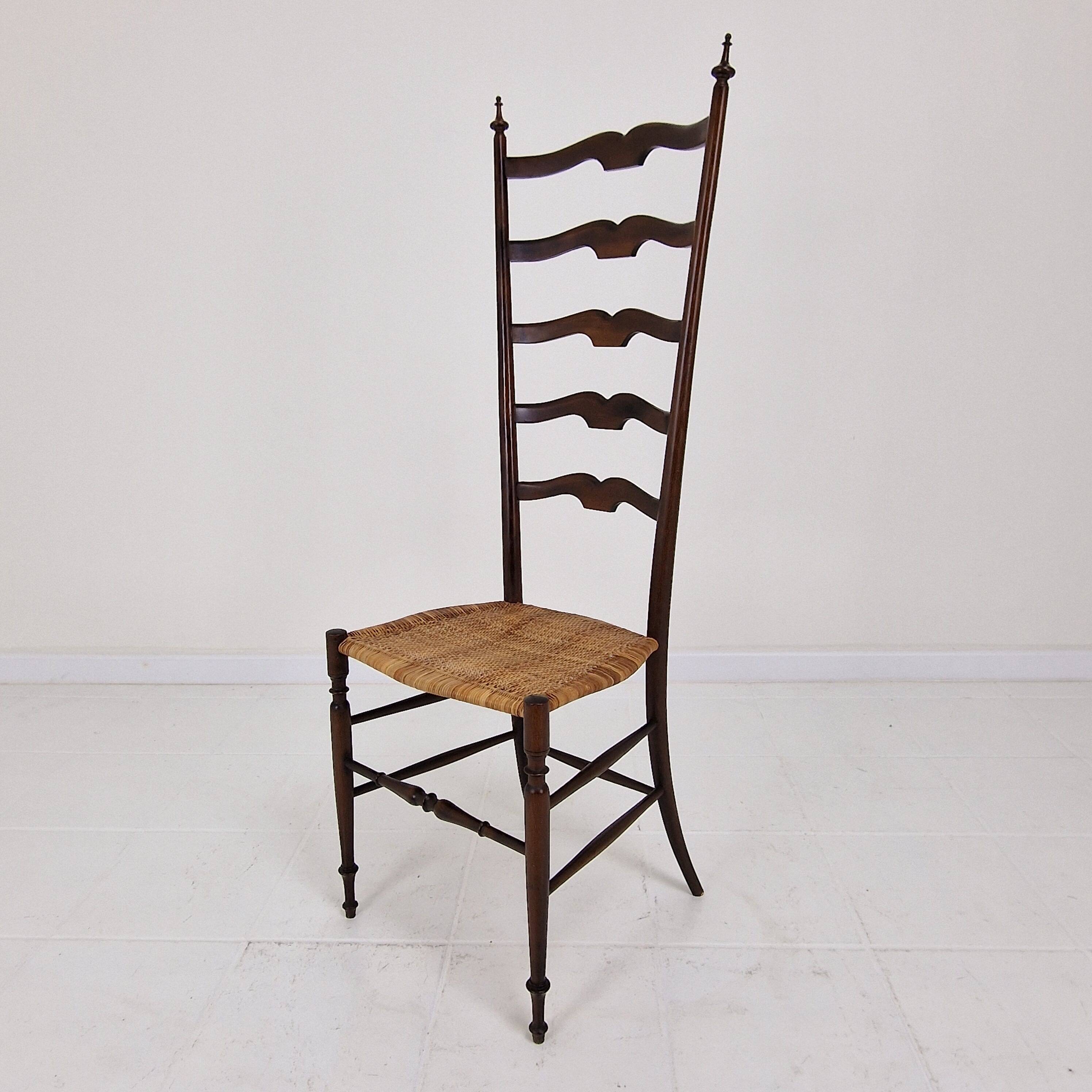 Mid Century High Back Chiavari Ladder Chair, Italy 1950's