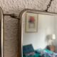 Vintage mirror 1960 triptych ivory barber - 24 x 58 cm