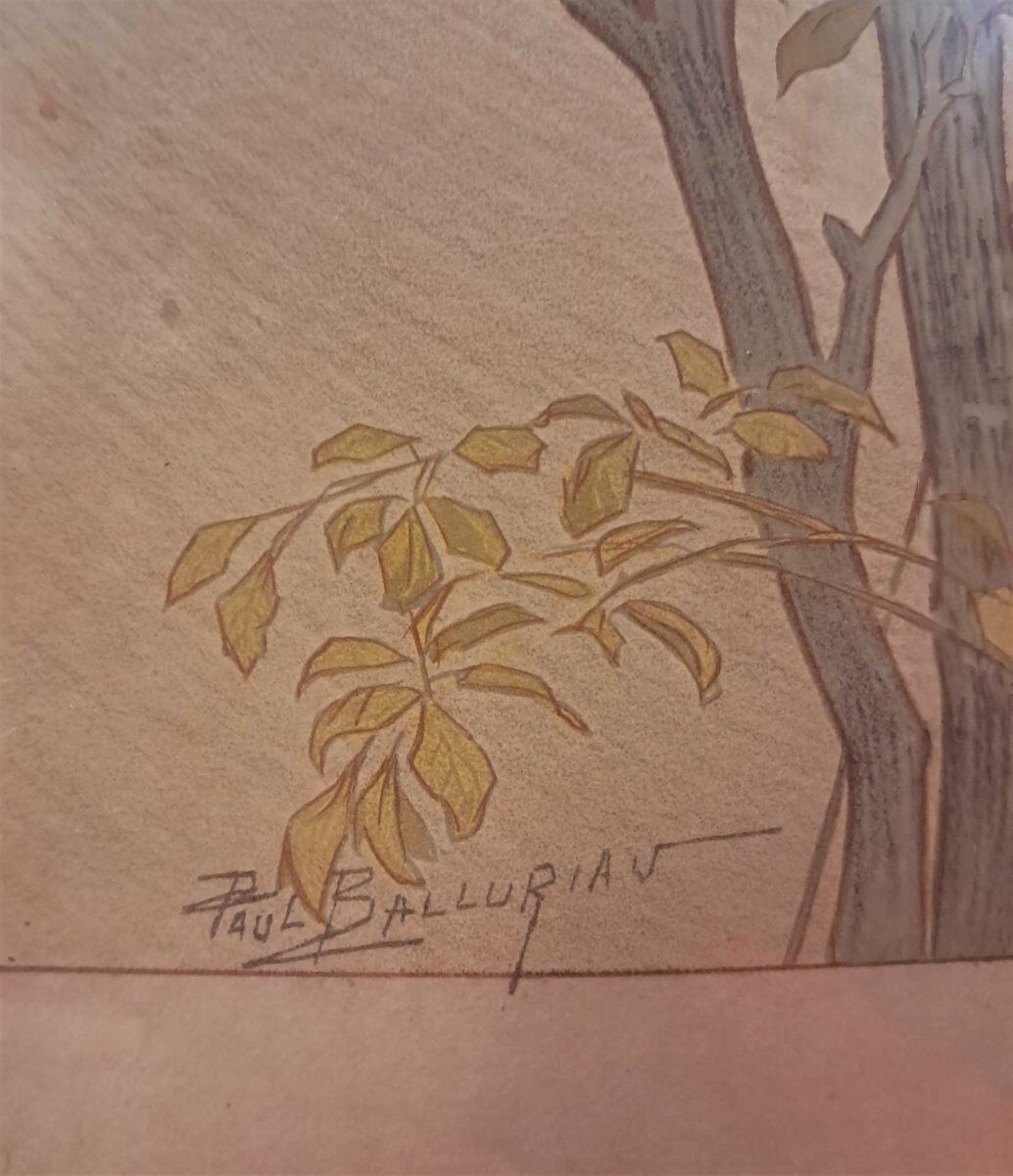 Paul Balluriau, "Twilight", signed lithograph, late 19th century.