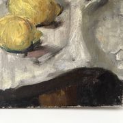 Oil on canvas still life with fish from the 1920s, antique painting.