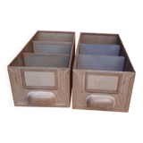 Set of two gray industrial lockers with dividers