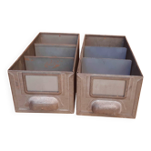 Set of two gray industrial lockers with dividers