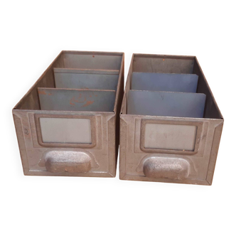 Set of two gray industrial lockers with dividers