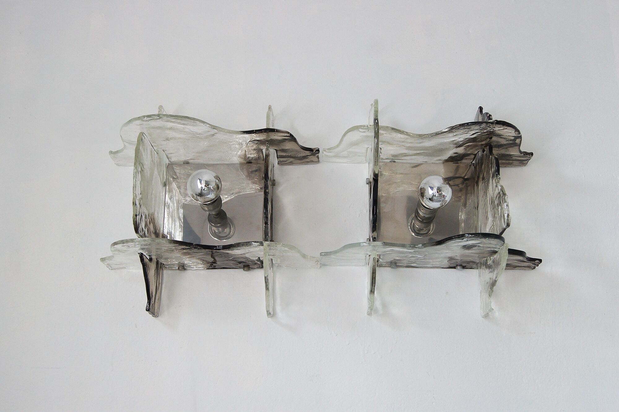 Italian Murano Glass Wall Lamps by Carlo Nason for Mazzega, 1970s, Set of 2