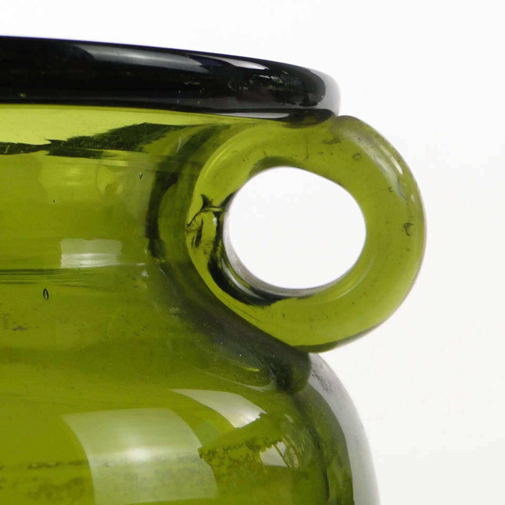 Modernist vase, olive glass, designed by J. Słuczan-Orkusz, Poland, 1970s
