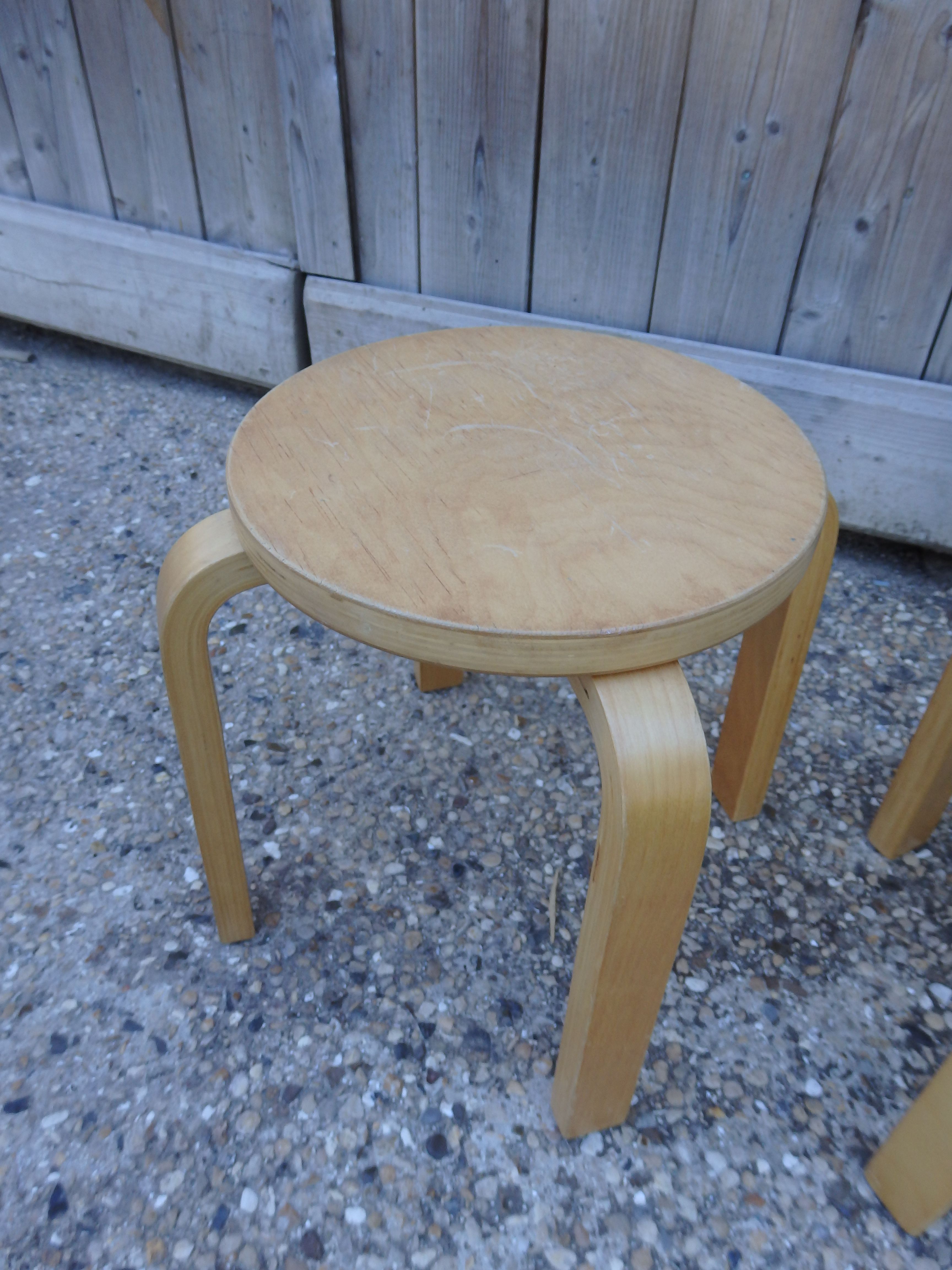 Pair of scandinavian vintage children's stool the