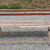 Garden bench with folding wooden slats base tubes from the 50s