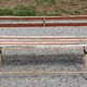 Garden bench with folding wooden slats base tubes from the 50s