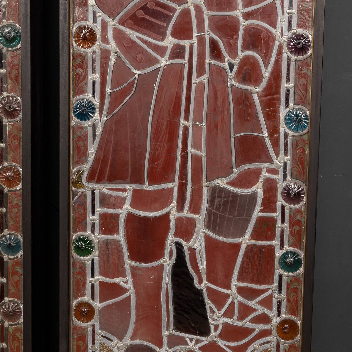 Antique 19thc victorian stained glass window light boxes c.1880