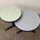 Pair of vintage metal and Formica pedestal tables