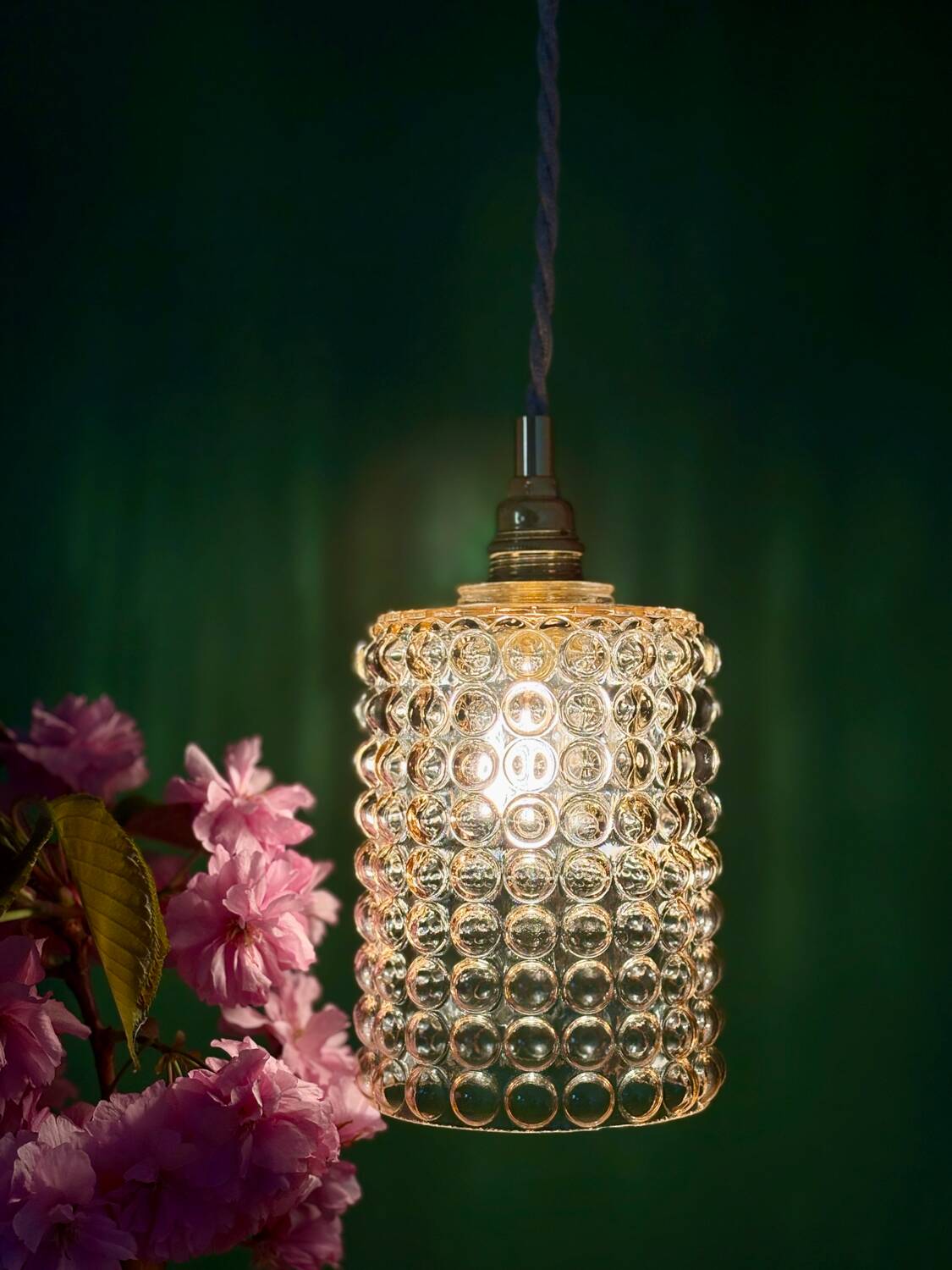Vintage amber glass bubble suspension globe