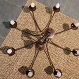 Pair of matte metal chandeliers