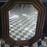 Rectangular mirror frame vintage bamboo 1970 45x59cm
