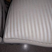 Lot of 2 empire style opera chairs redone in 19th century striped fabric, beige color