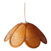 Suspension fleur en rotin 1960