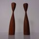 Danish Filigree Teak Candleholders, 1960s, Set of 2