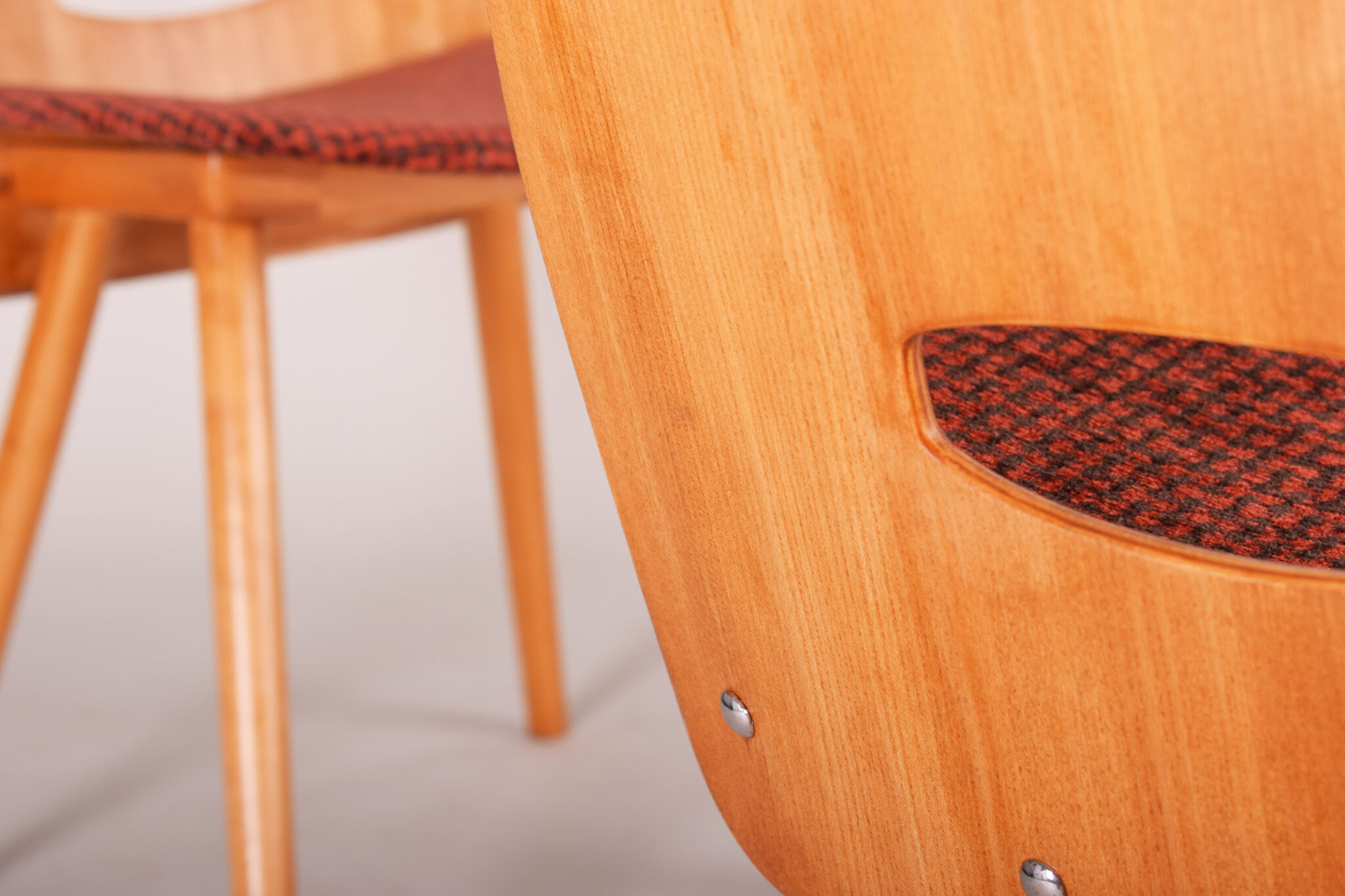 5 Czech Mid Century dining chairs, made 1950s by Tatra Nábytok. Jirák