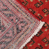 Red runner rug handwoven traditional oriental paisley wool carpet - 105x420cm
