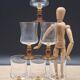 Set of 6 antique Luminarc glasses with amber feet