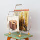 Review door in chrome metal and wood, vintage 60s