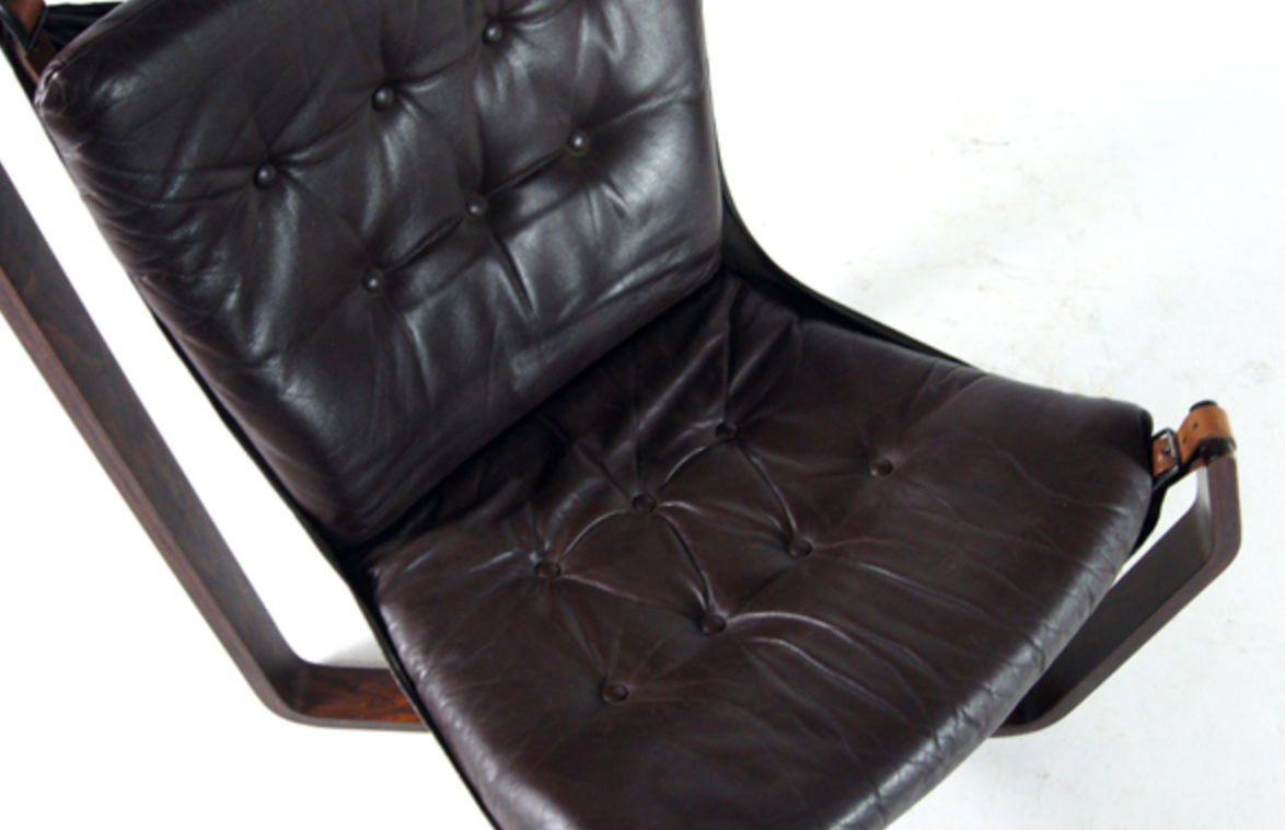Vintage retro leather Falcon chair by Sigurd Ressell